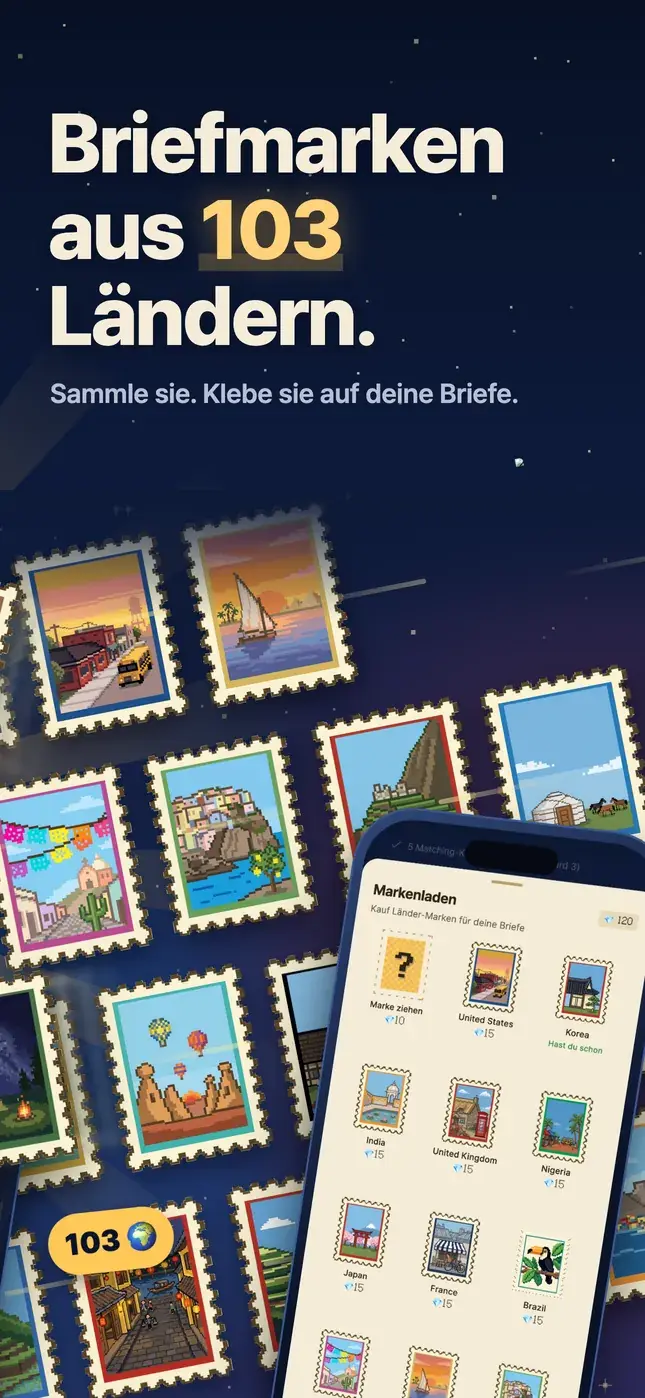 Briefmarken aus 103 Ländern.