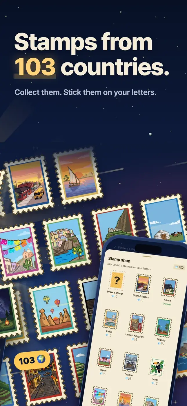 Stamps from 103 countries.