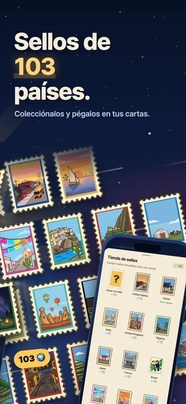 Sellos de 103 países.